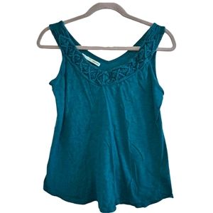 Maurices Teal V Neck Crochet Sleeveless Tank Size Medium